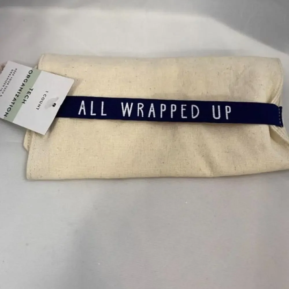 Target All Wrapped Up Canvas Tech Organizer Pouch Natural Roll Up Cable NWT